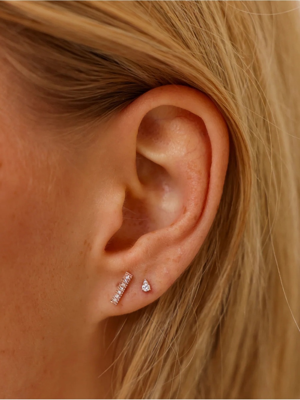 Dana Rebecca Sylvie Rose Bar Studs 14K Rose Gold